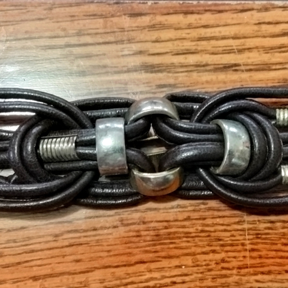 Vintage Brown Stretch Belt w/Brass Accents